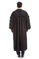 Premium Black Doctoral Gown with Gold Piping for Graduation