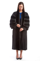 Premium Black Doctoral Gown with Black Piping for Graduation