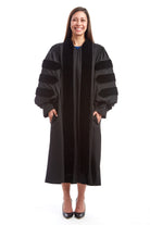 Premium Black Doctoral Gown with Black Piping for Graduation