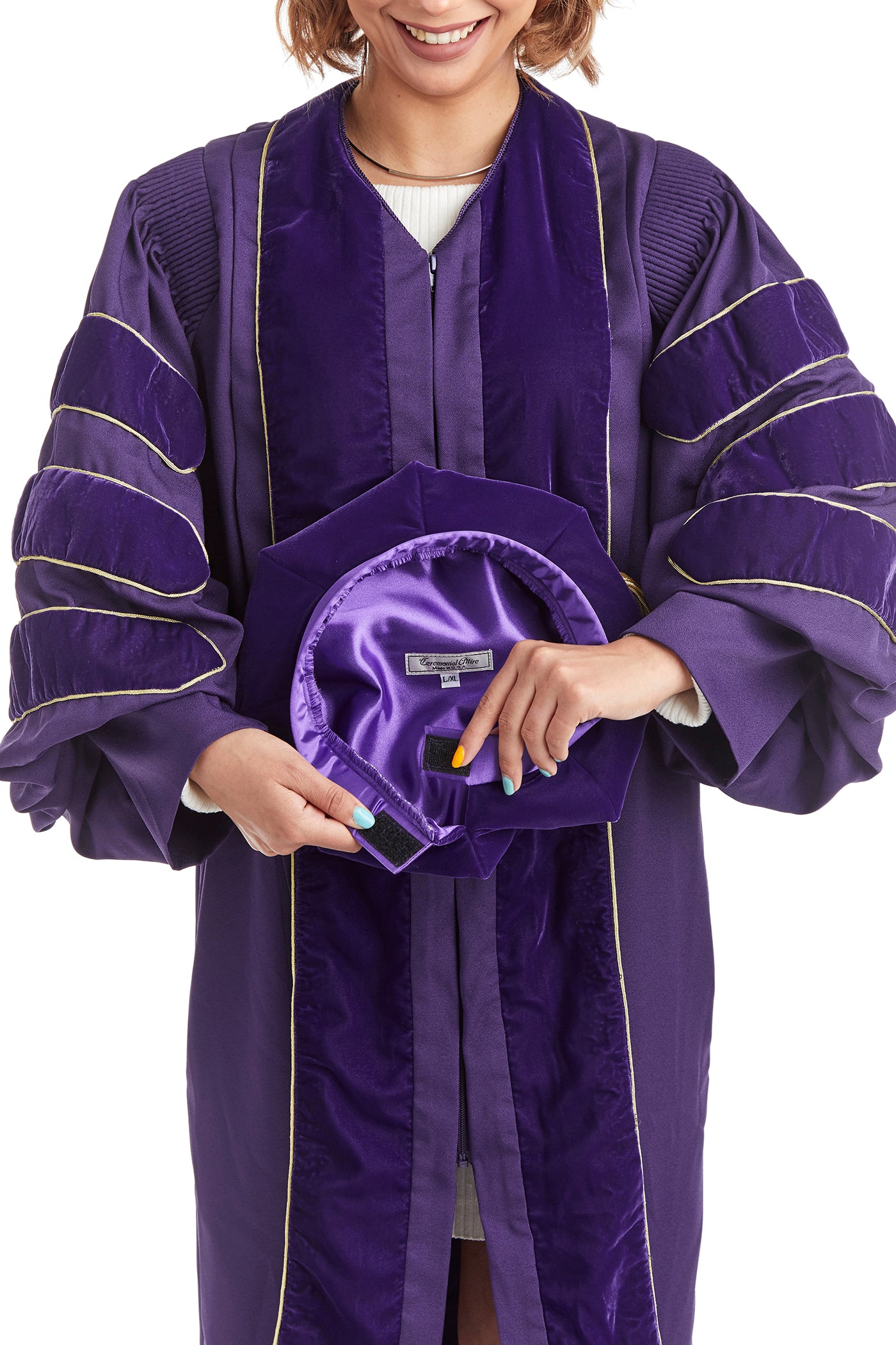 University of Albany 8-Sided Purple Velvet Doctoral Tam (Cap) with Adjustable velcro