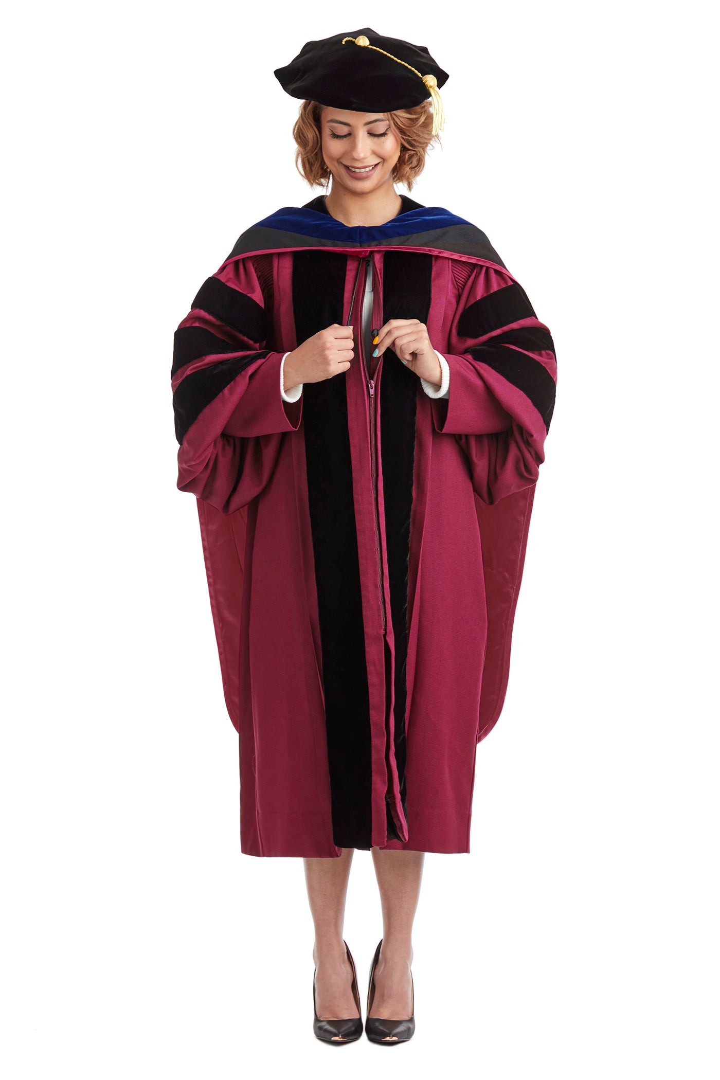 Arizona State University PhD Regalia Set. Doctoral Gown, Hood, and Eight Sided Doctoral Tam with Tassel