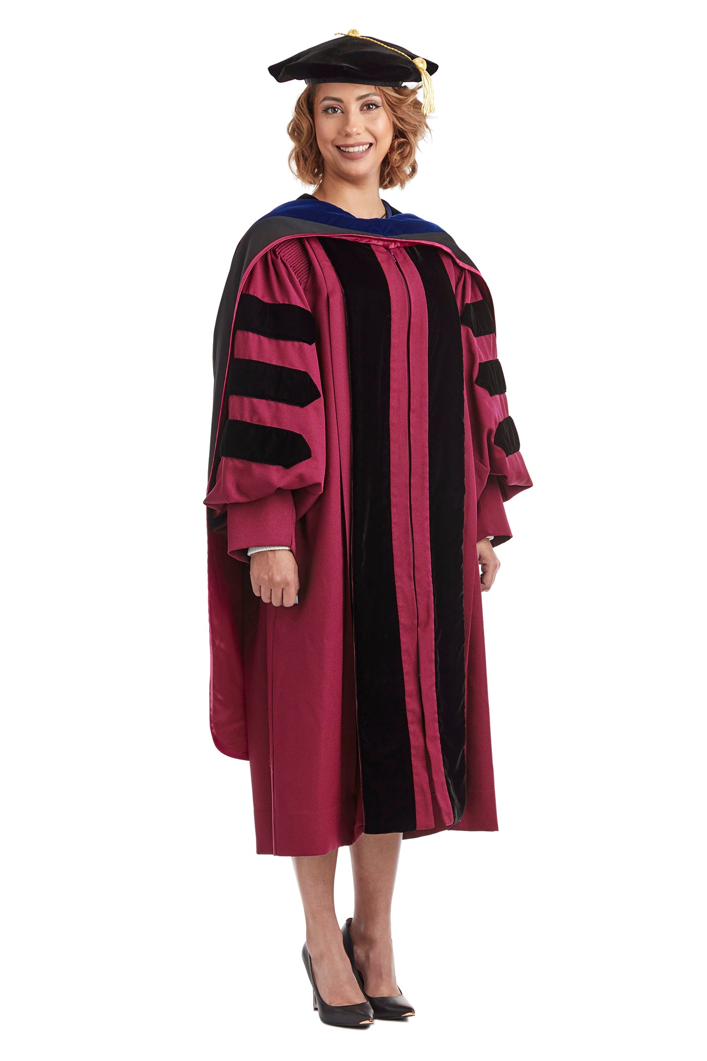Arizona State University PhD Regalia Set. Doctoral Gown, Hood, and Eight Sided Doctoral Tam with Tassel