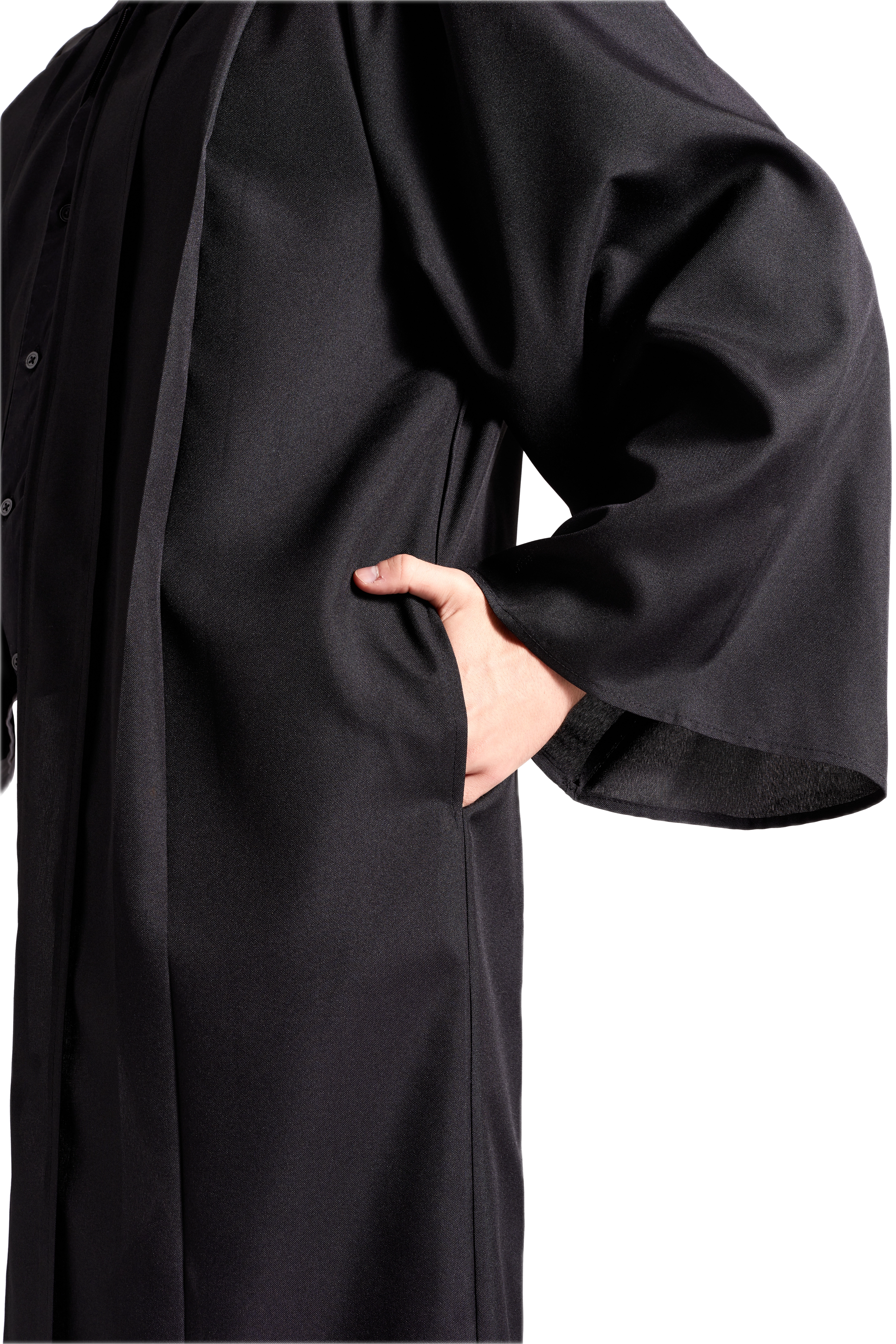 Bachelor’s Regalia Set – includes black bachelor’s gown with pockets and mortarboard cap with year-dated tassel with program color for official commencement.