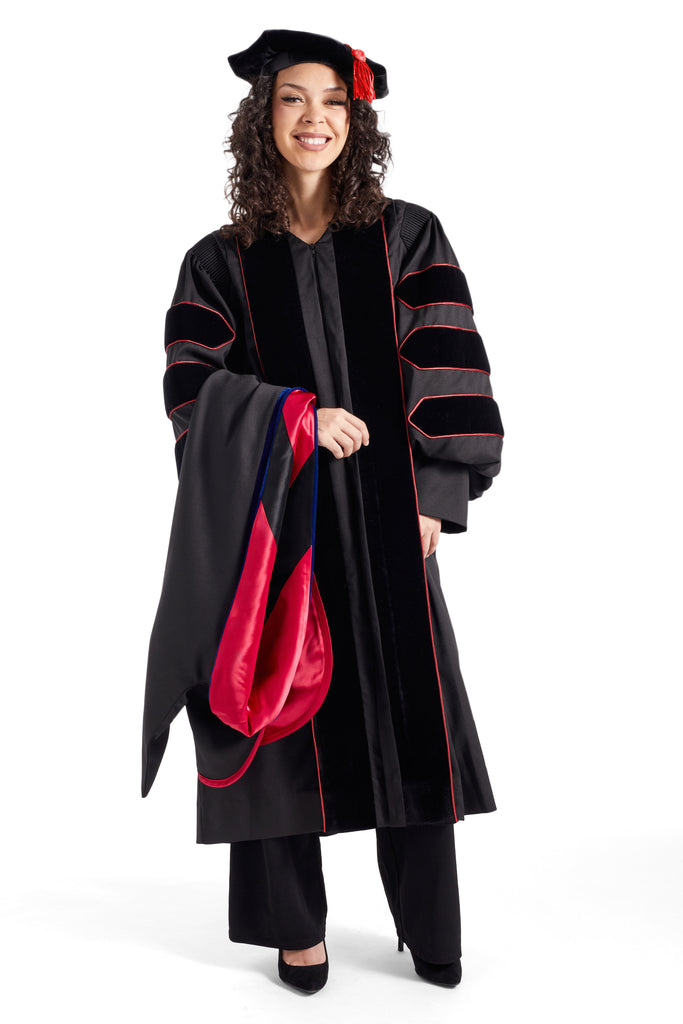 Texas Tech University Doctoral Regalia Rental Set. Doctoral Gown, Hood, and Cap / Tam with Tassel