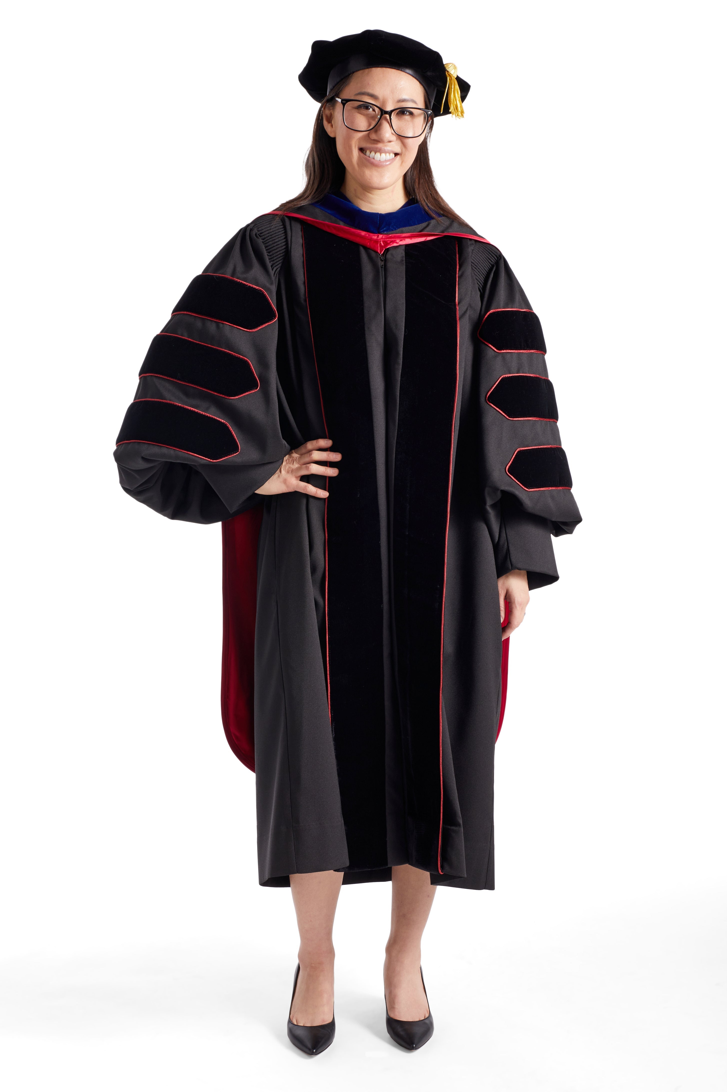 The University of Alabama Doctoral Regalia Rental Set. Doctoral Gown, Hood, and Cap / Tam with Tassel