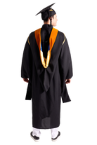 CAPGOWN | UC San Francisco Master's Regalia Set, include bachelors gown with pockets, mortarboard cap, Apricot, and tassel with year charm.