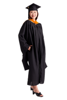 CAPGOWN | UC Santa Cruz Master's Regalia Set, include bachelors gown with pockets, mortarboard cap, and tassel with year charm.
