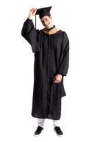 CAPGOWN | Stanford University Master's Regalia Set, include master's gown with pockets, mortarboard cap, degree hood, and tassel with year charm.