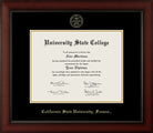 CAPGOWN | Cal State Fresno Cherry Wood Diploma Frame for Bachelor, Master, and Doctoral Graduates. Designed and made in USA.