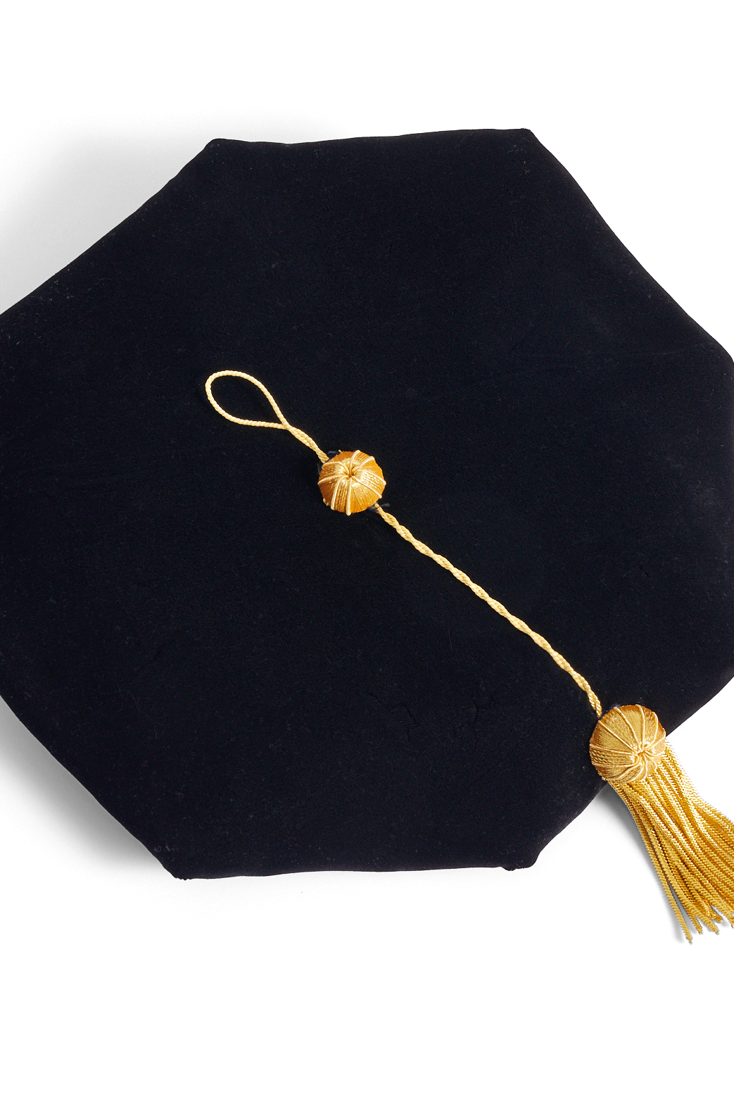 University of Louisville eight-sided black velvet doctoral tam with gold tassel