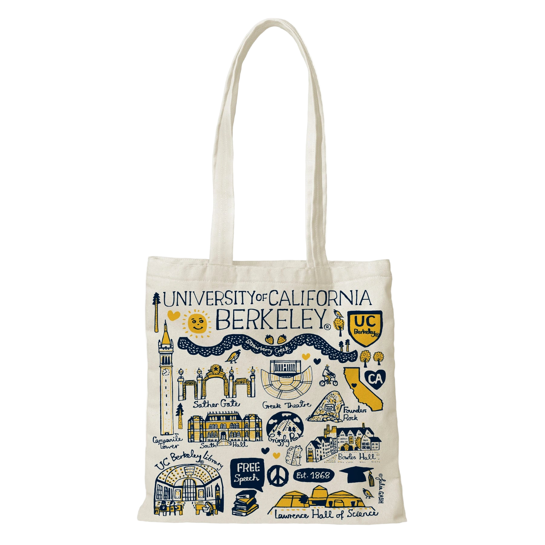 UC Berkeley tote bag with landmark drawings | CAPGOWN