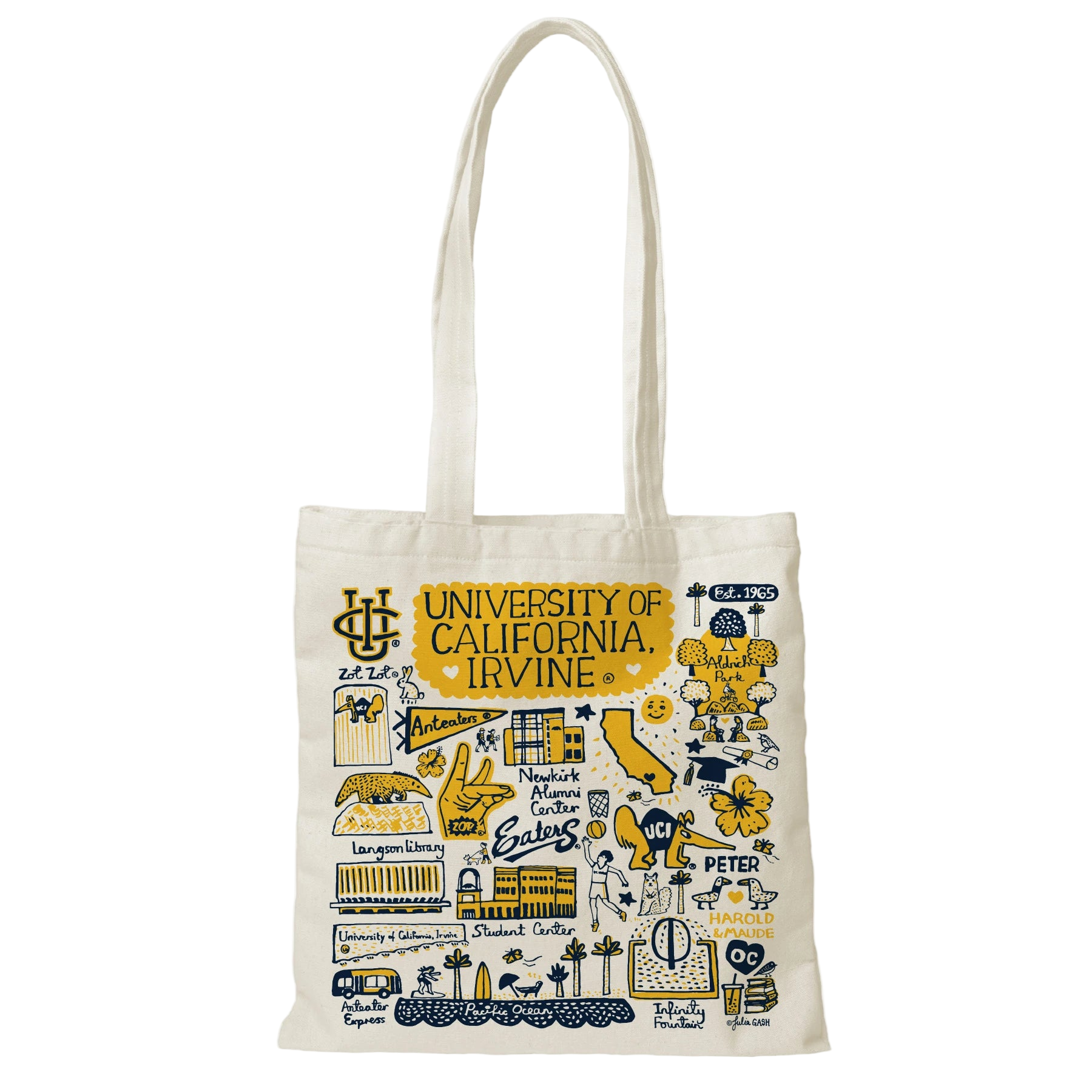 UC Irvine tote bag with landmark drawings | CAPGOWN