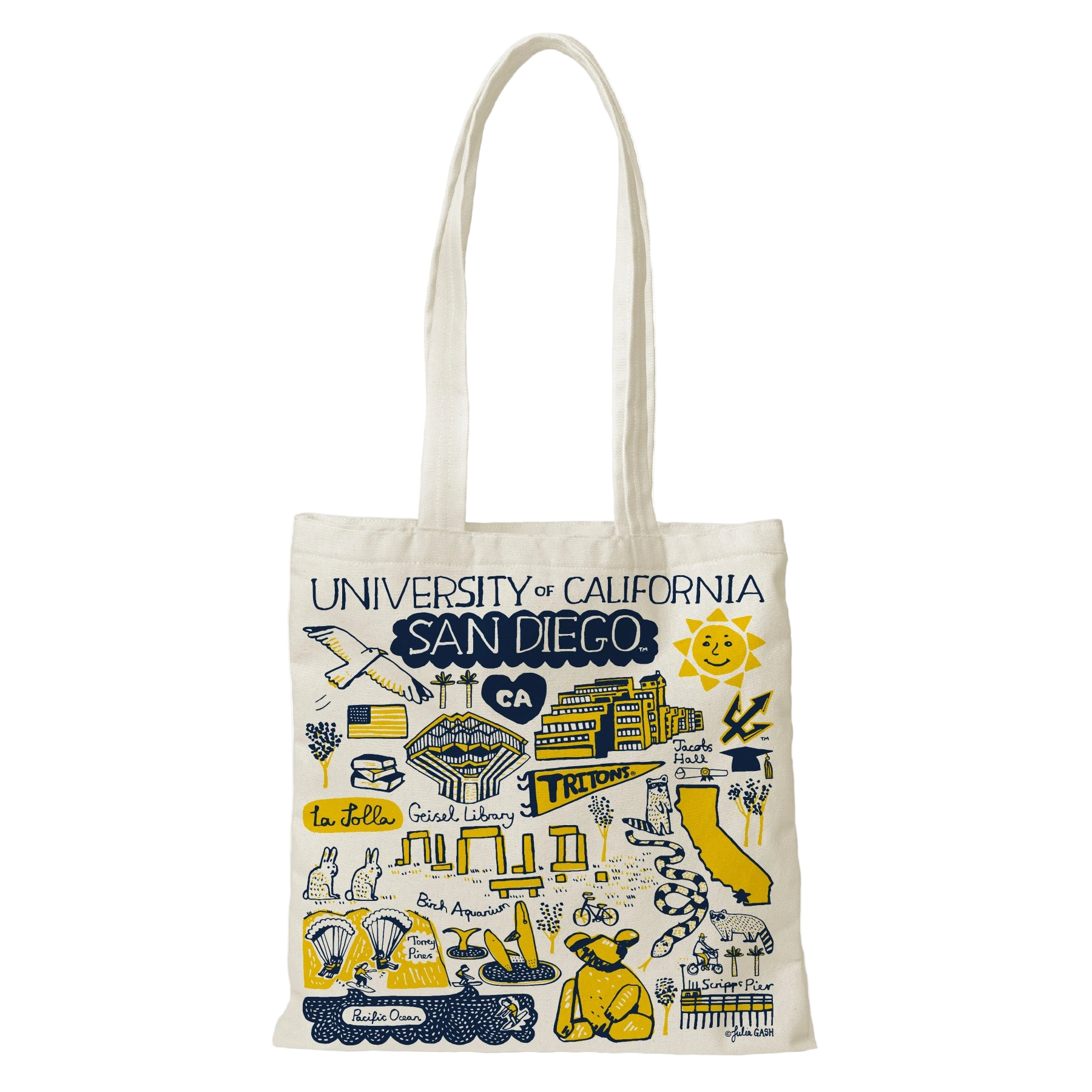 UC San Diego tote bag with landmark drawings | CAPGOWN
