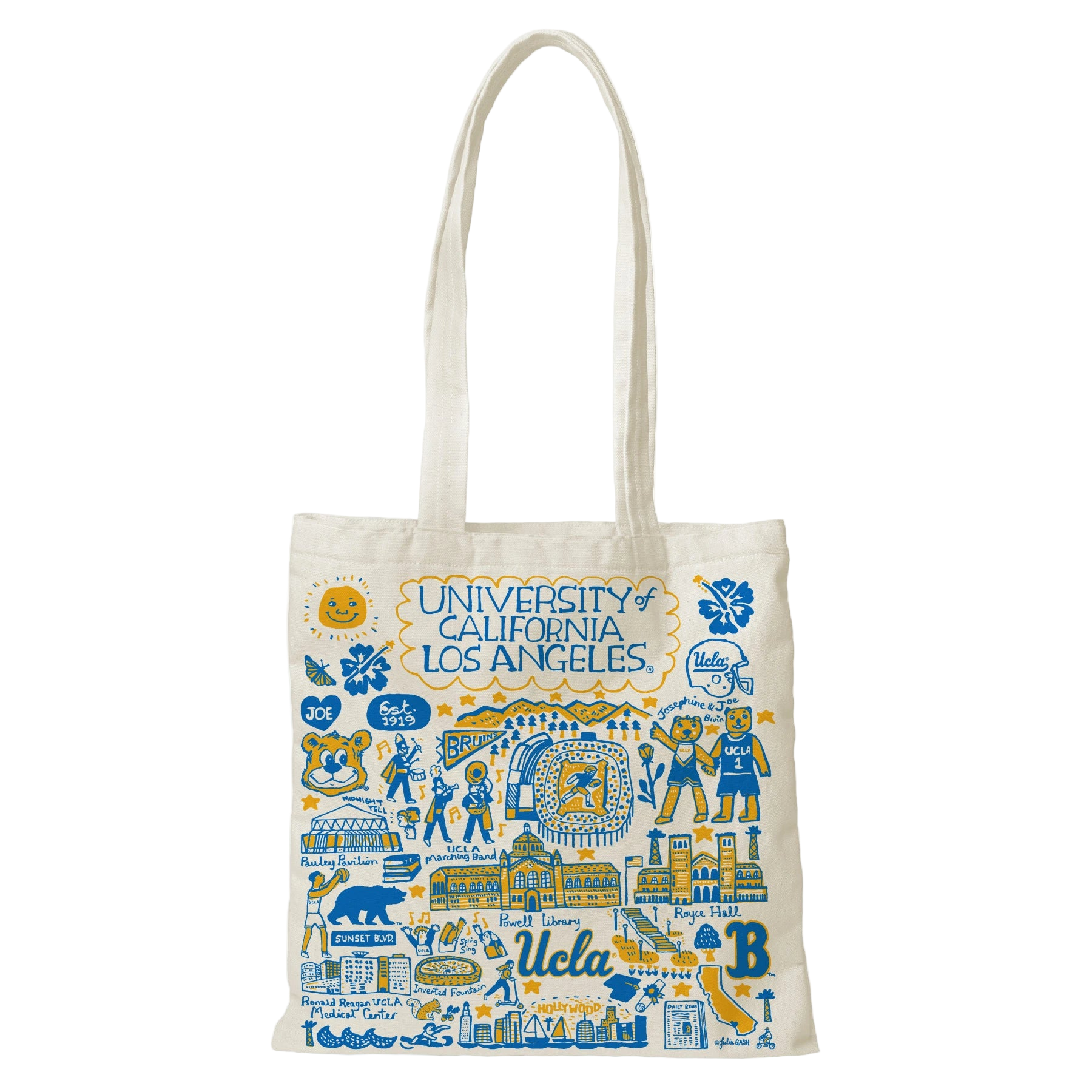 UCLA tote bag with landmark drawings | CAPGOWN