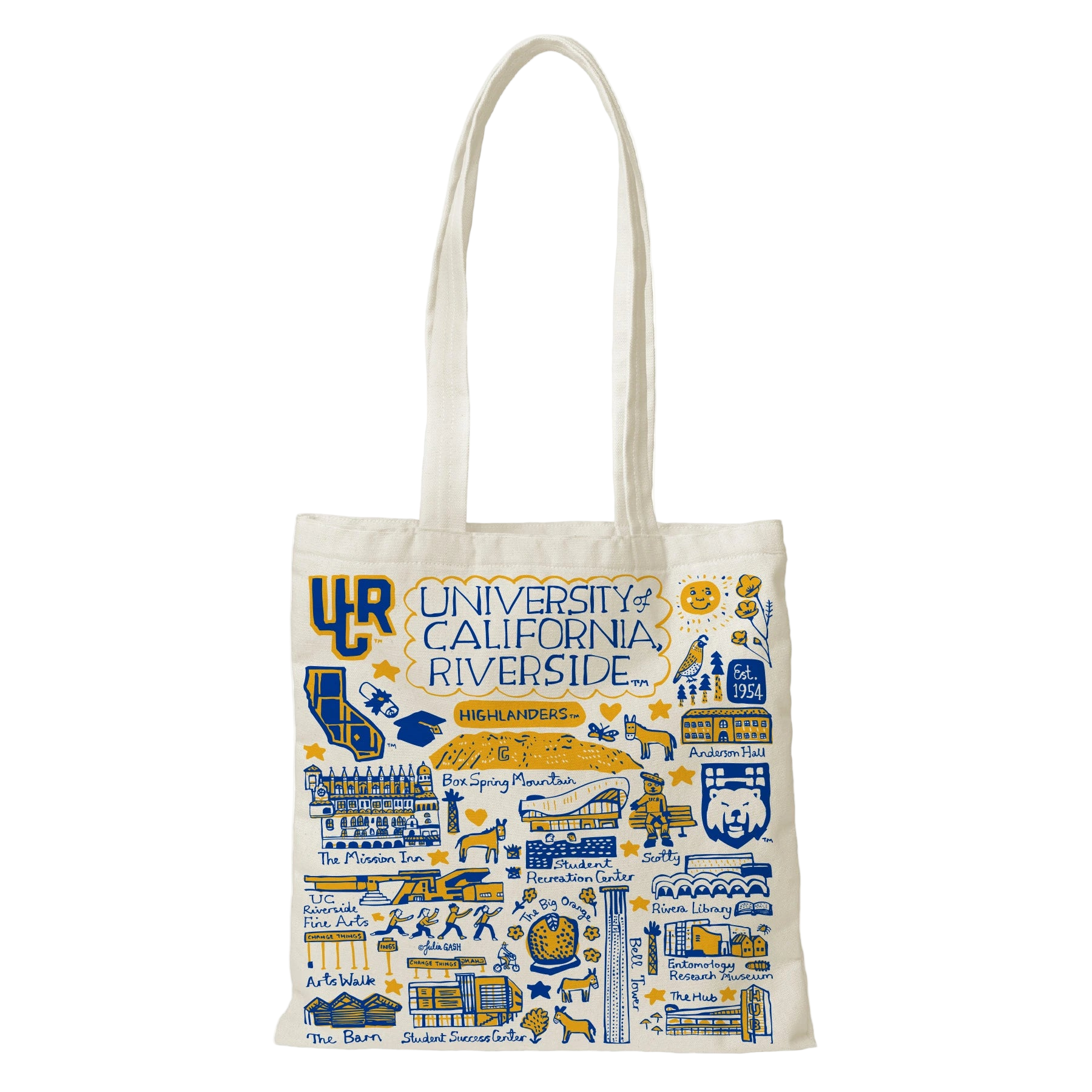 UC Riverside tote bag with landmark drawings | CAPGOWN