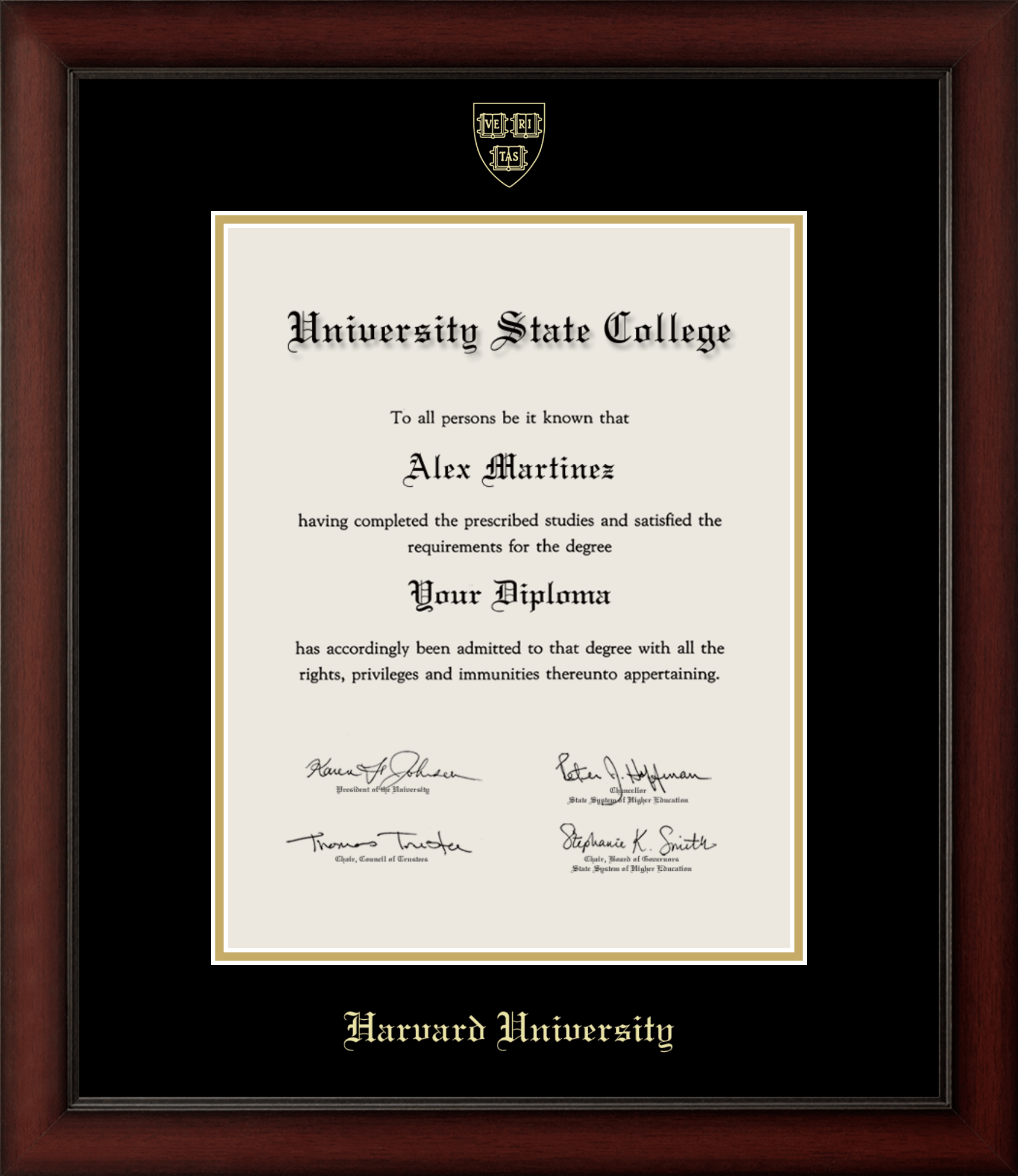CAPGOWN | Harvard University Cherry Wood Diploma Frame for Doctoral Graduates. Designed and made in USA.