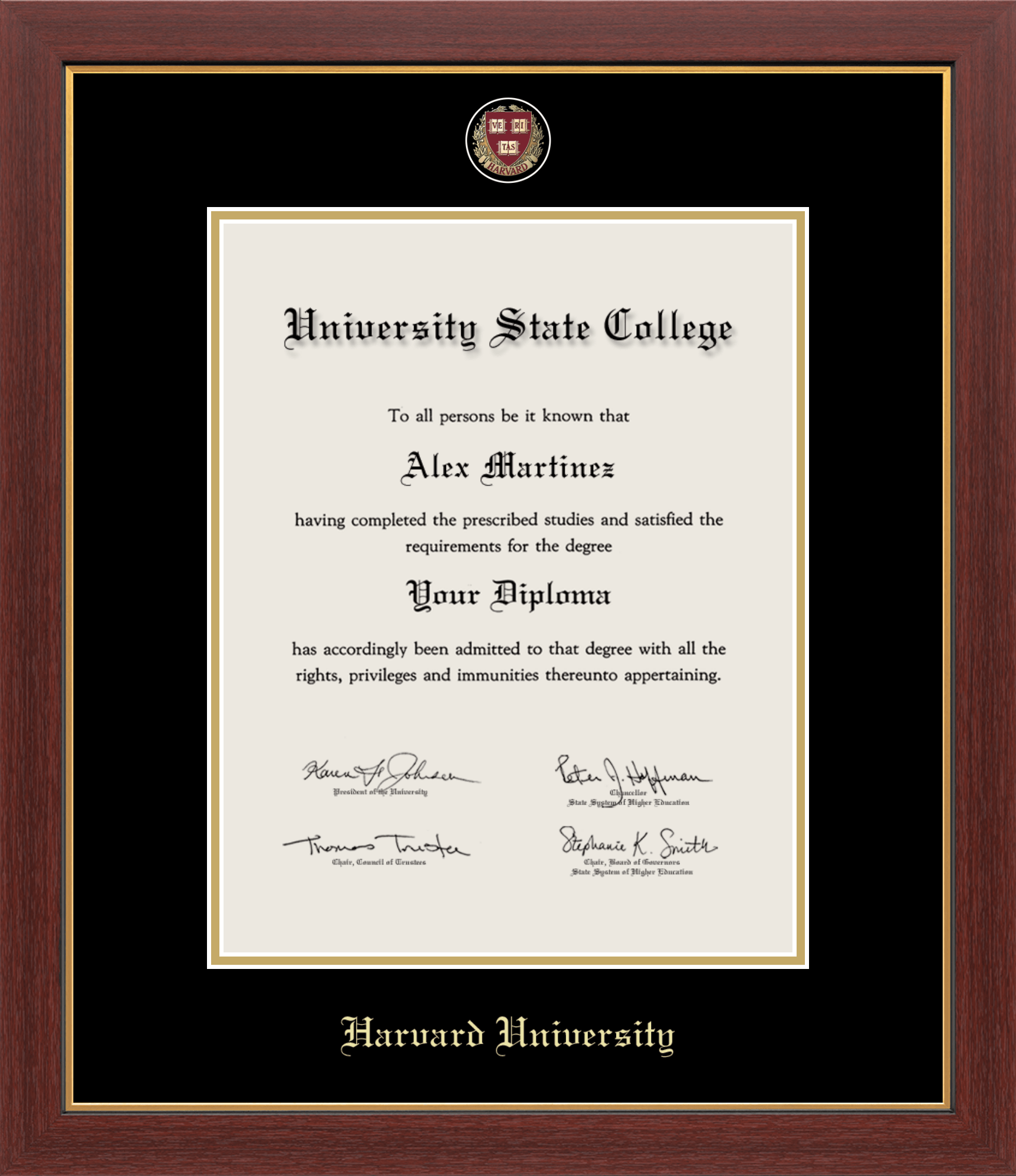 CAPGOWN | Harvard University Medallion Diploma Frame for Doctoral Graduates. Designed and made in USA.