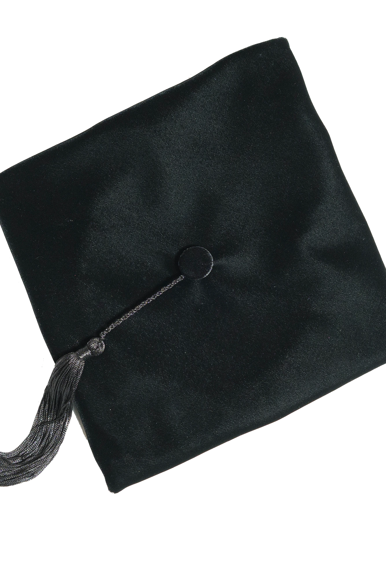 Harvard University black four-sided doctoral tam with gold bullion tassel, crafted in plush velvet for distinguished academic tradition.