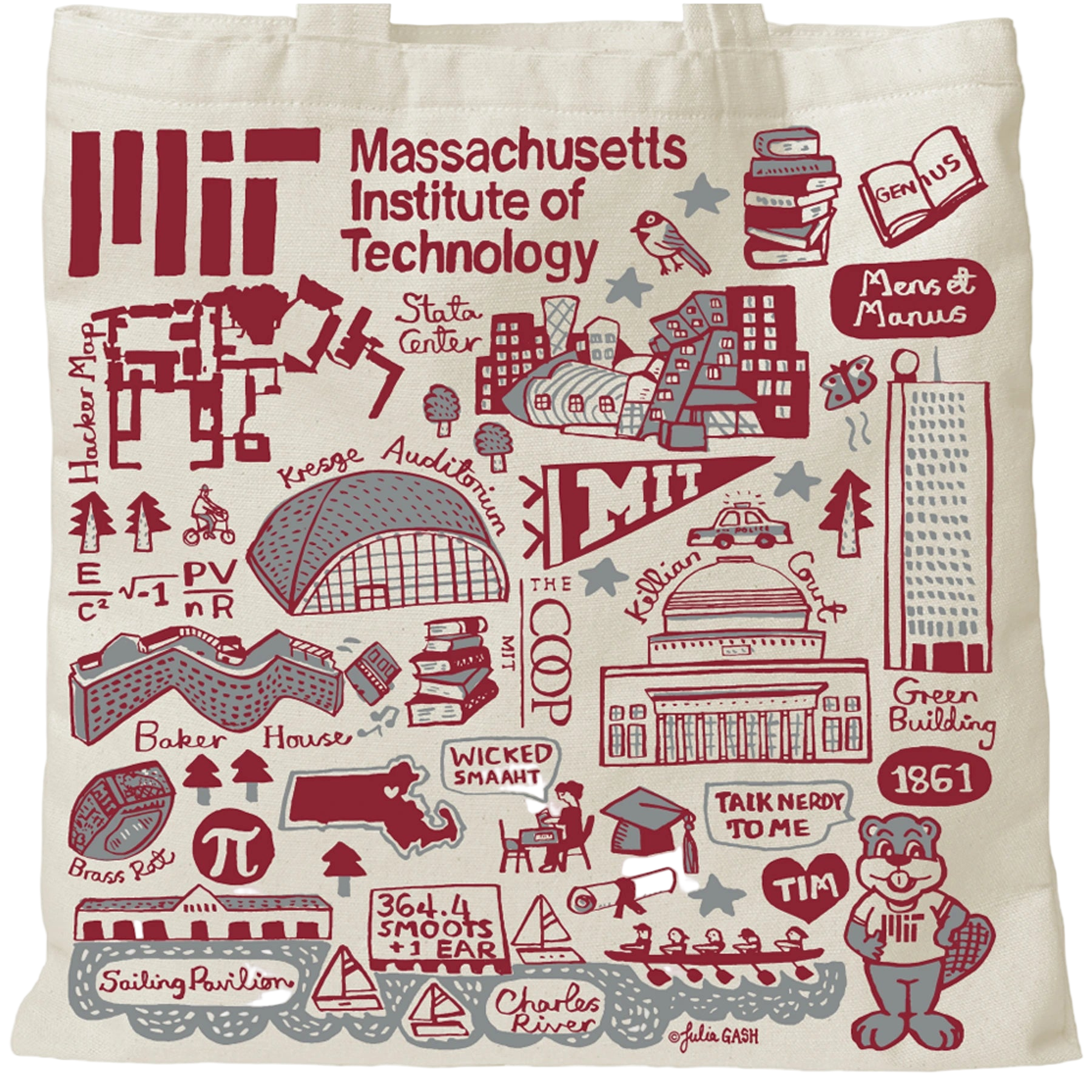 MIT University tote bag with landmark drawings | CAPGOWN