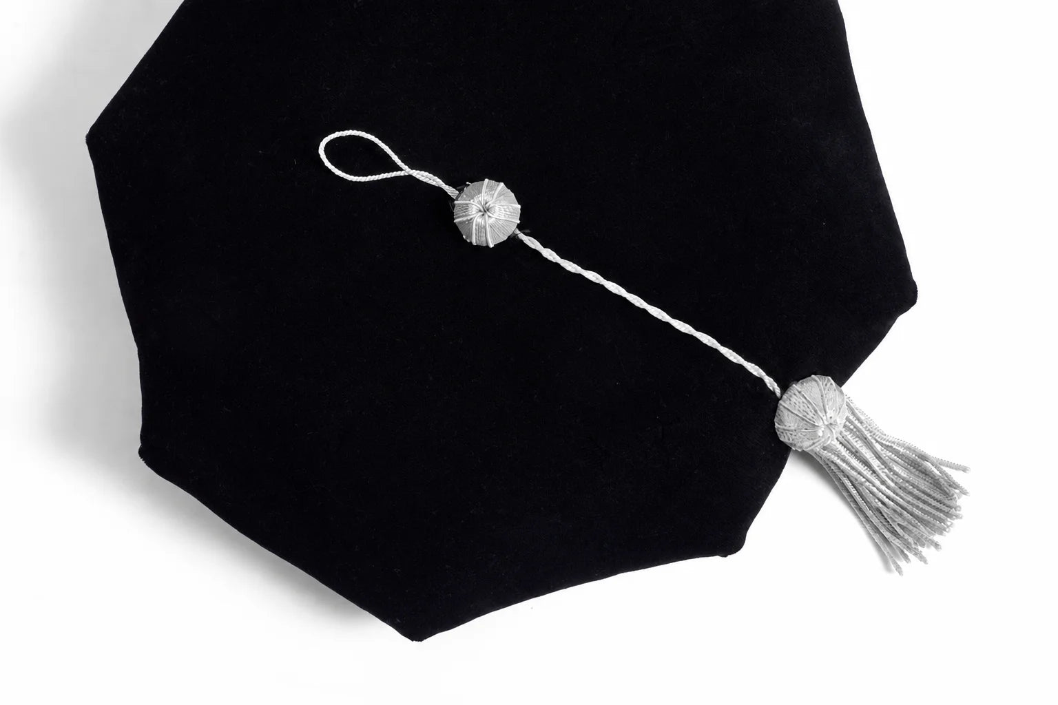 Ohio State University eight-corner black velvet doctoral tam with gray tassel
