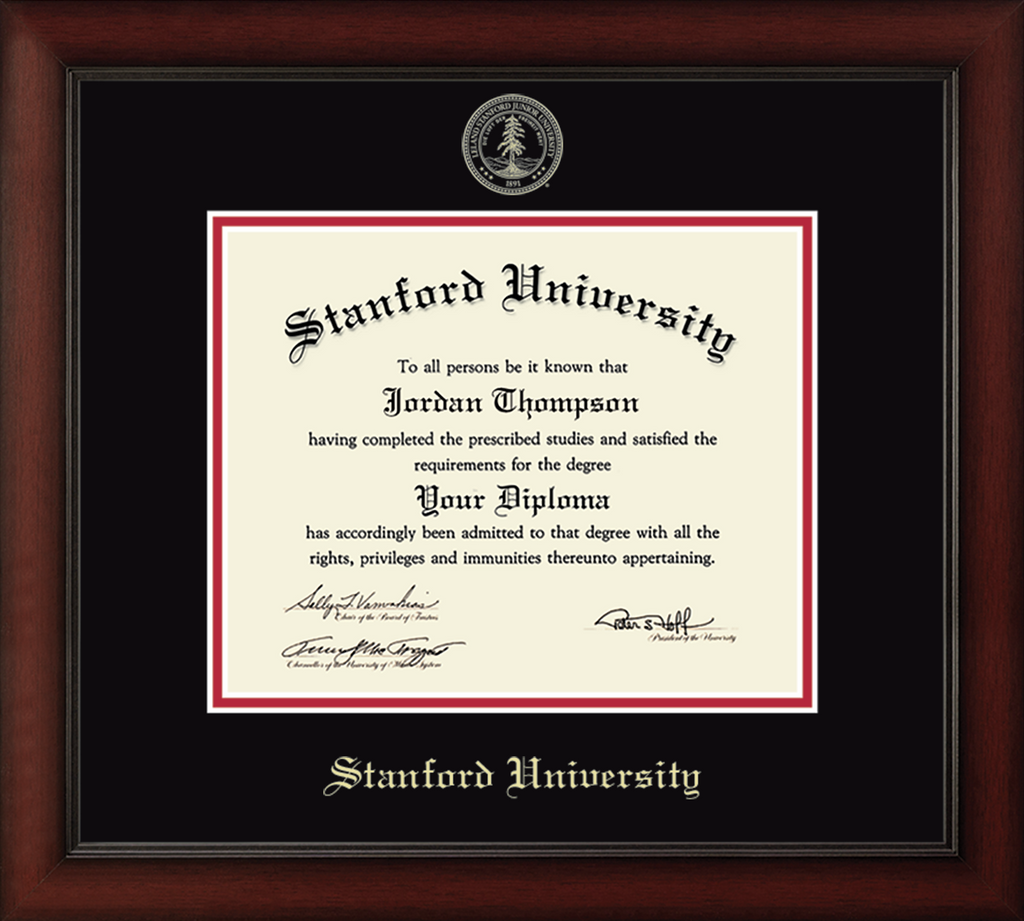 CAPGOWN | Stanford University Cherry Wood Diploma Frame for Doctoral Graduates. Designed and made in USA.