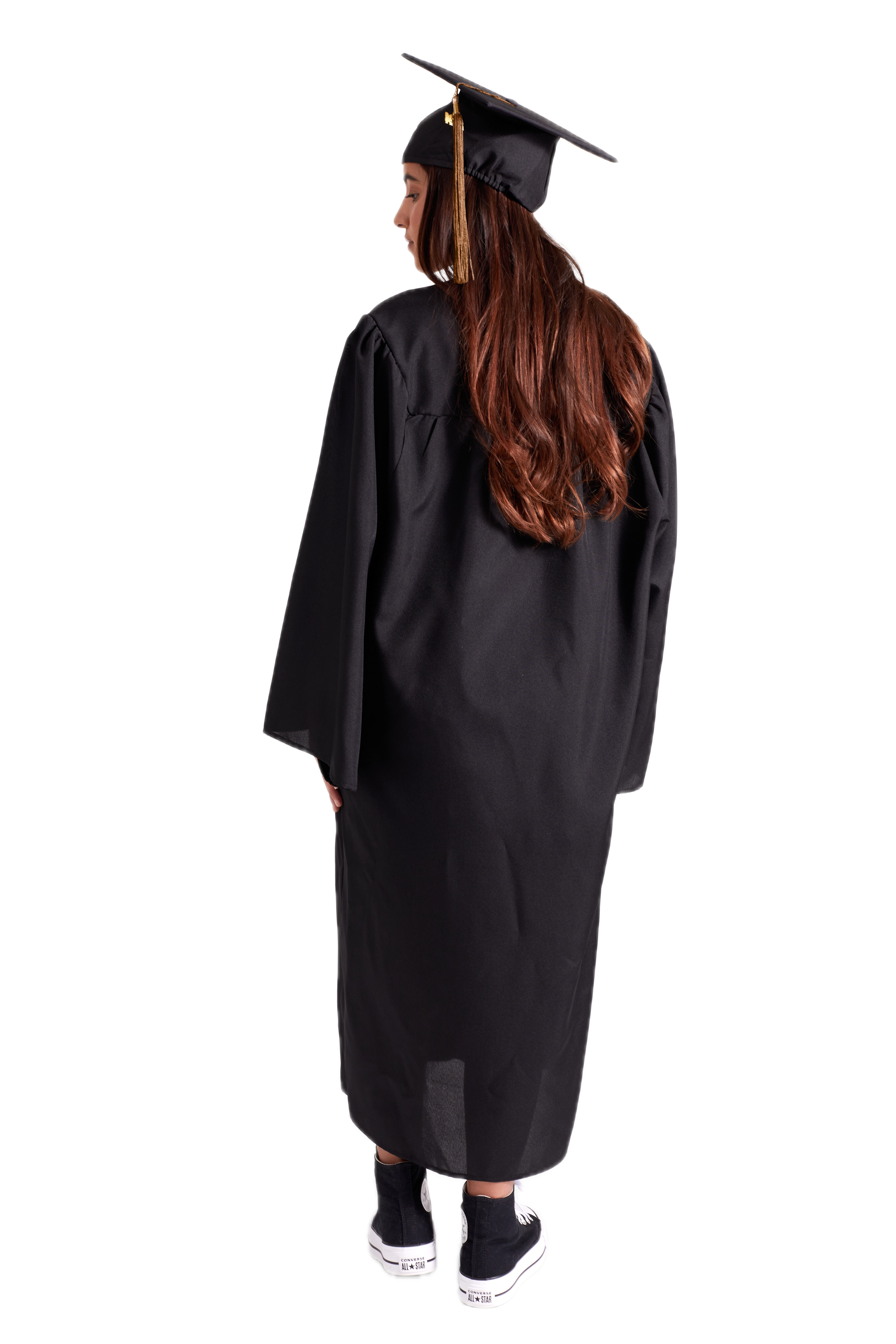 UBIS Bachelor’s Regalia Set – includes black bachelor’s gown with pockets, mortarboard cap with year-dated tassel, and UBIS bachelor’s sash for official commencement.