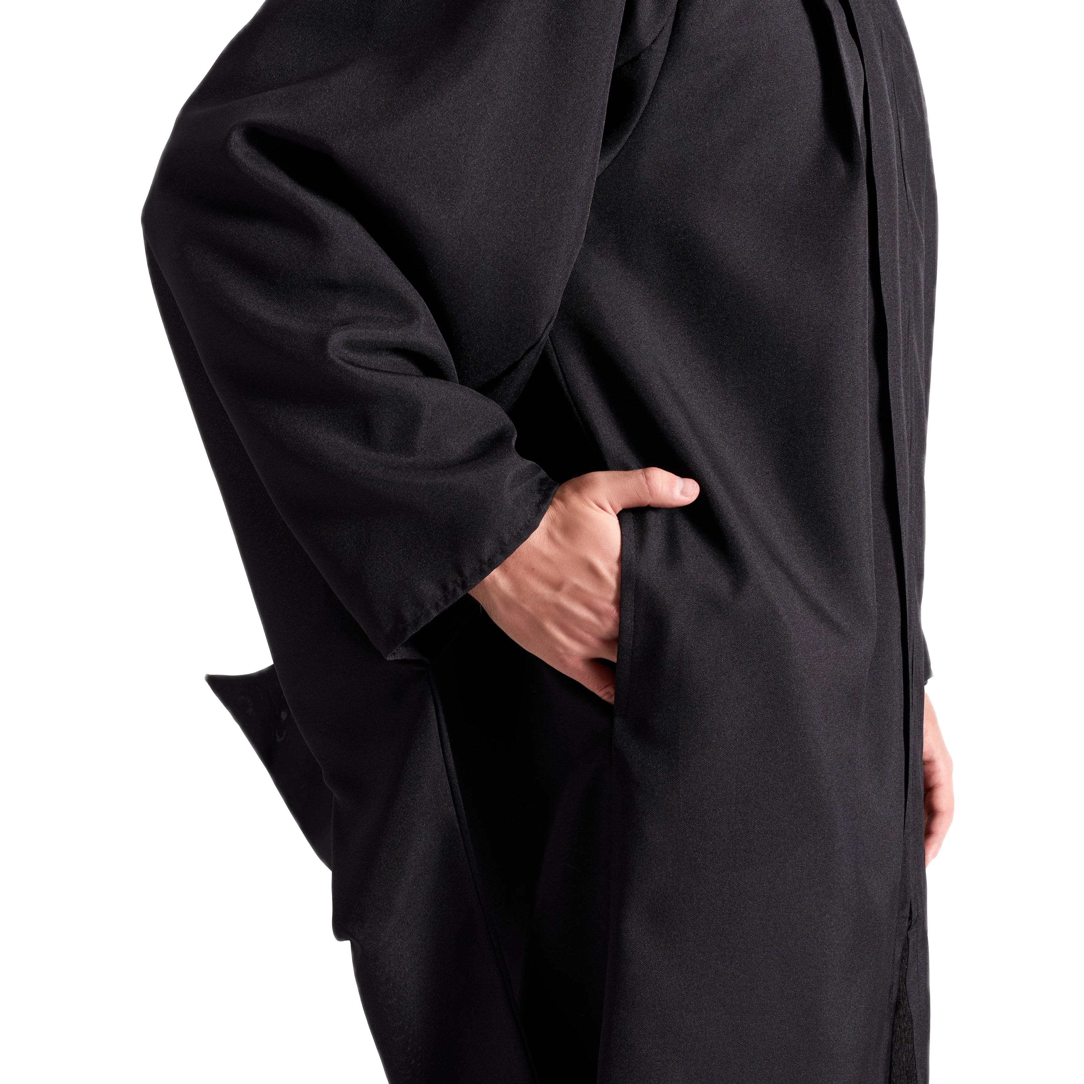 UBIS Master’s Regalia Set – includes black master’s gown with pockets, mortarboard cap with year-dated tassel, UBIS Master of Business Administration hood , and matching sash for official graduation ceremony.