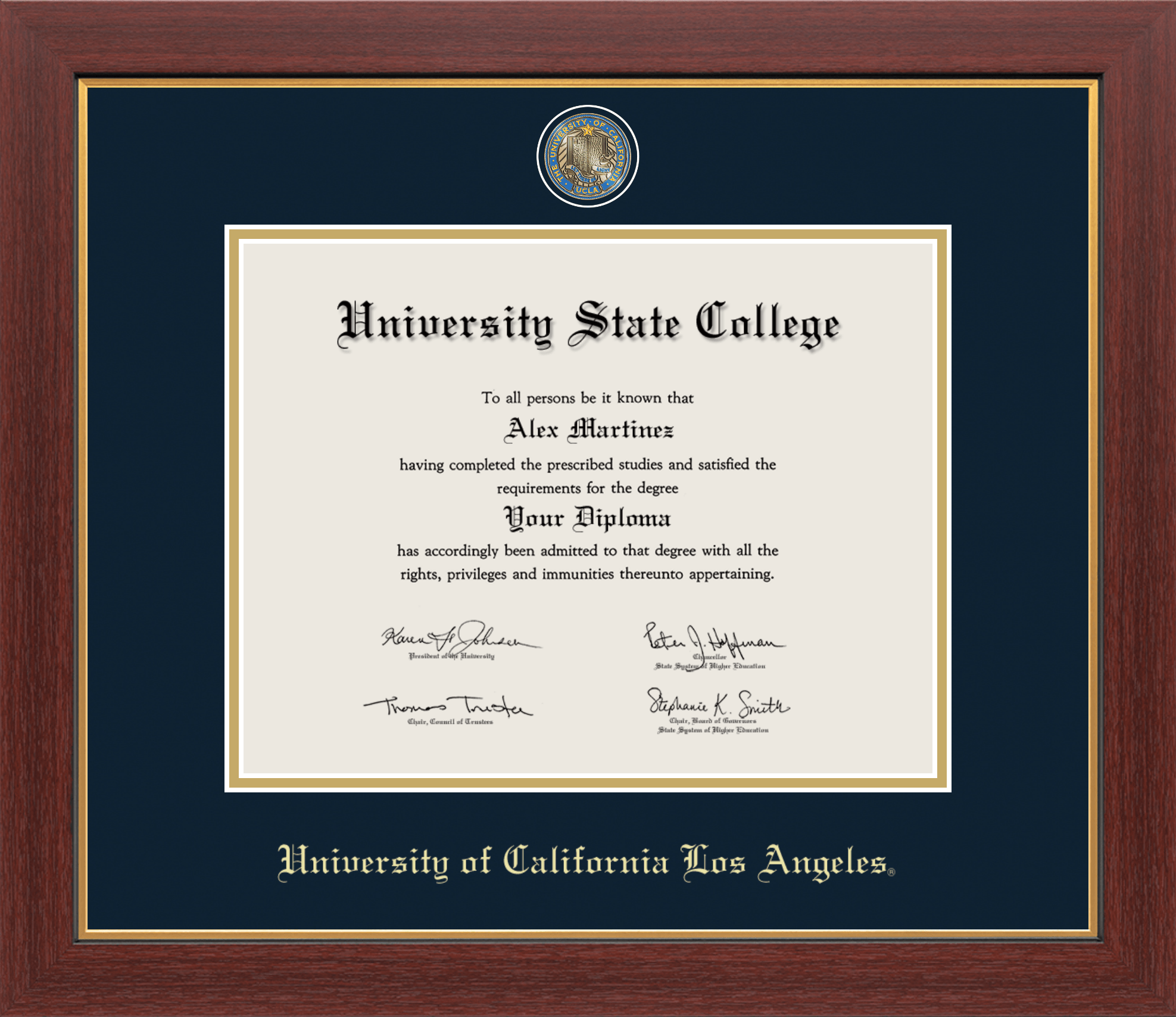 CAPGOWN | UCLA Medallion Diploma Frame for Doctoral Graduates. Designed and made in USA.