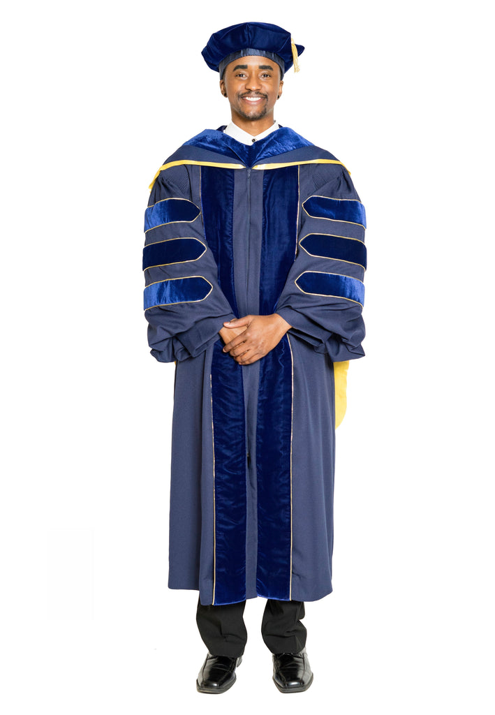 UC Riverside Doctoral Gown, PhD Hood, & 8-Sided Cap Regalia Set