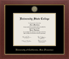 CAPGOWN | UC San Francisco Medallion Diploma Frame for Doctoral Graduates. Designed and made in USA.
