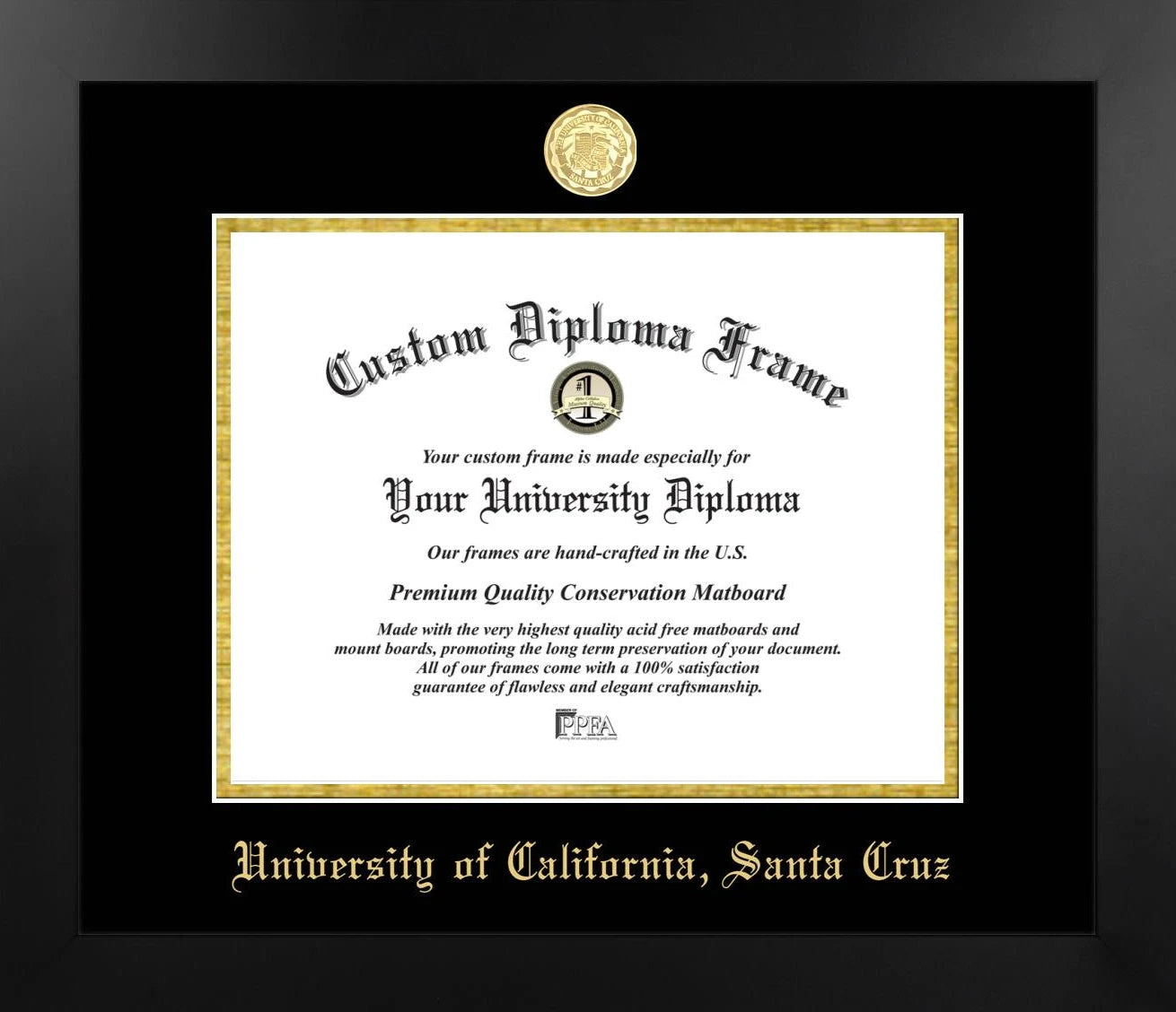 CAPGOWN | UC Santa Cruz Manhattan Diploma Frame for Doctoral Graduates. Designed and made in USA.