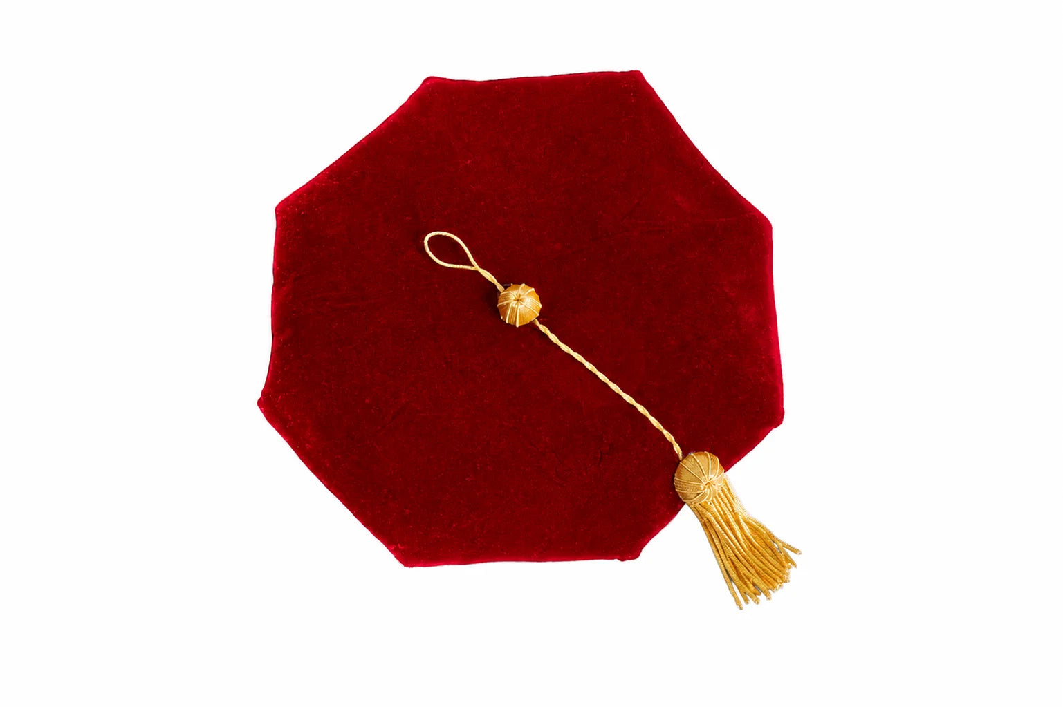 USC eight-sided rouge velvet doctoral tam with gold bullion tassel