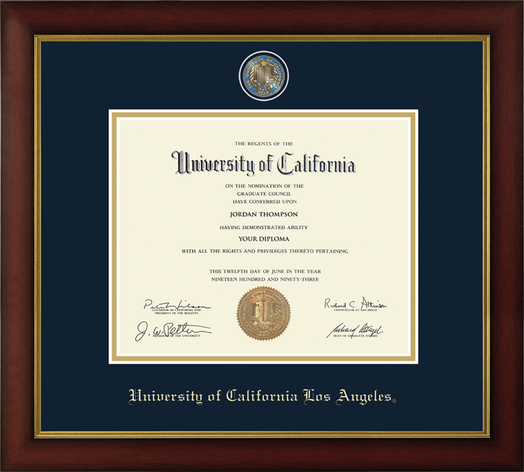 CAPGOWN | UCLA Medallion Diploma Frame for Doctoral Graduates. Designed and made in USA.
