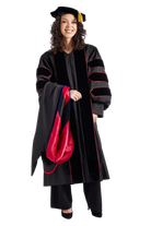 University of Georgia PhD Regalia Set. Doctoral Gown, Hood, and Eight Sided Doctoral Tam with Tassel