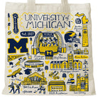 University of Michigan tote bag with landmark drawings | CAPGOWN