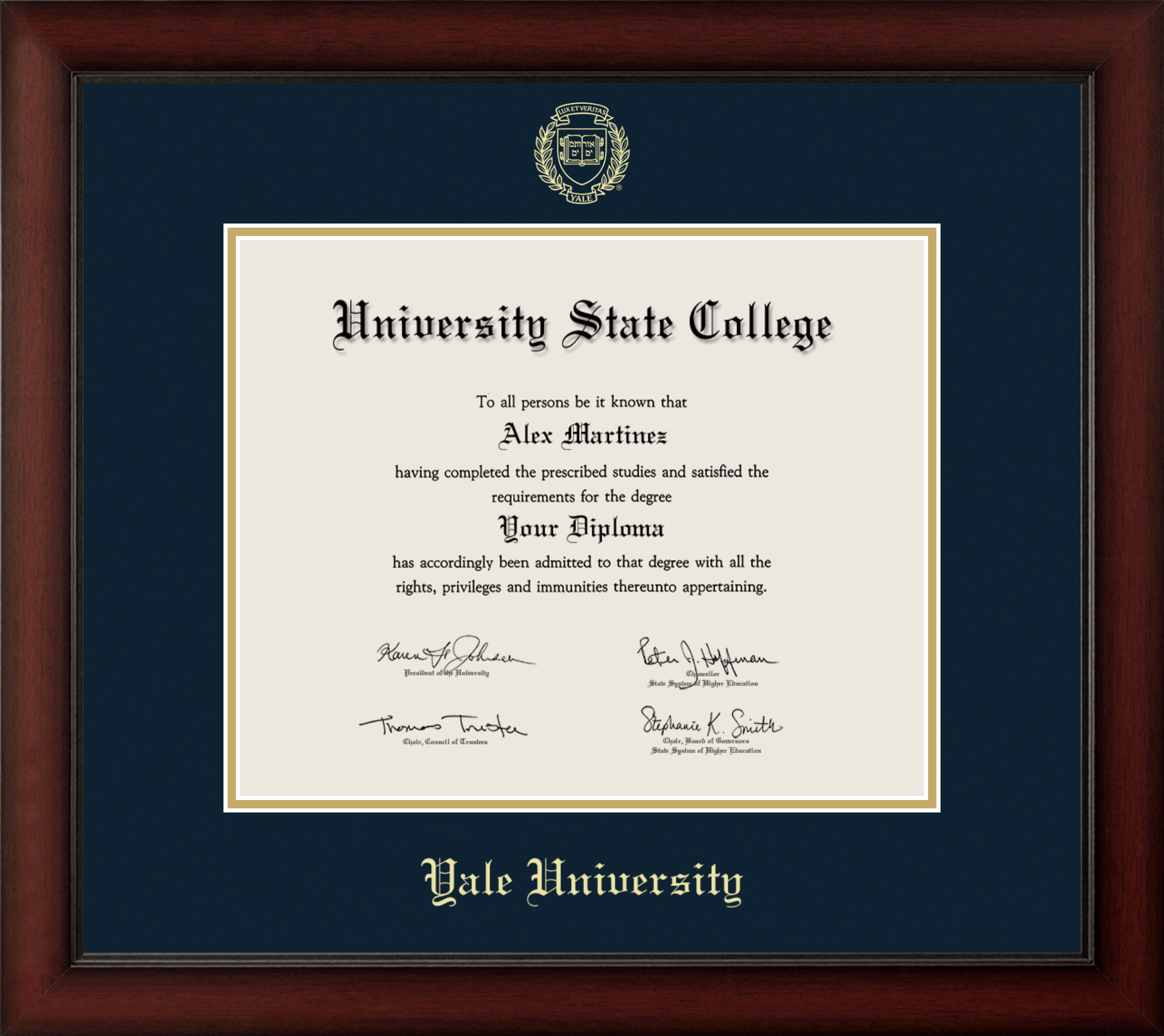 CAPGOWN | Yale University Cherry Wood Diploma Frame for Doctoral Graduates. Designed and made in USA.