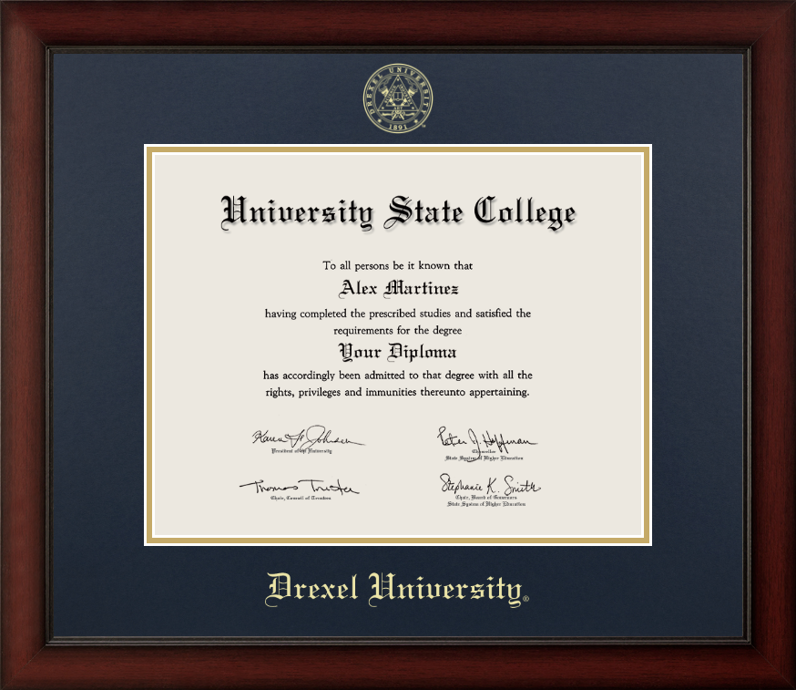 Drexel University Cherry Wood Diploma Frame