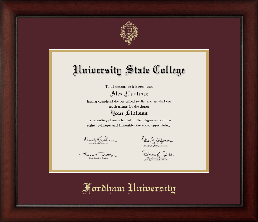 Fordham University Cherry Wood Diploma Frame