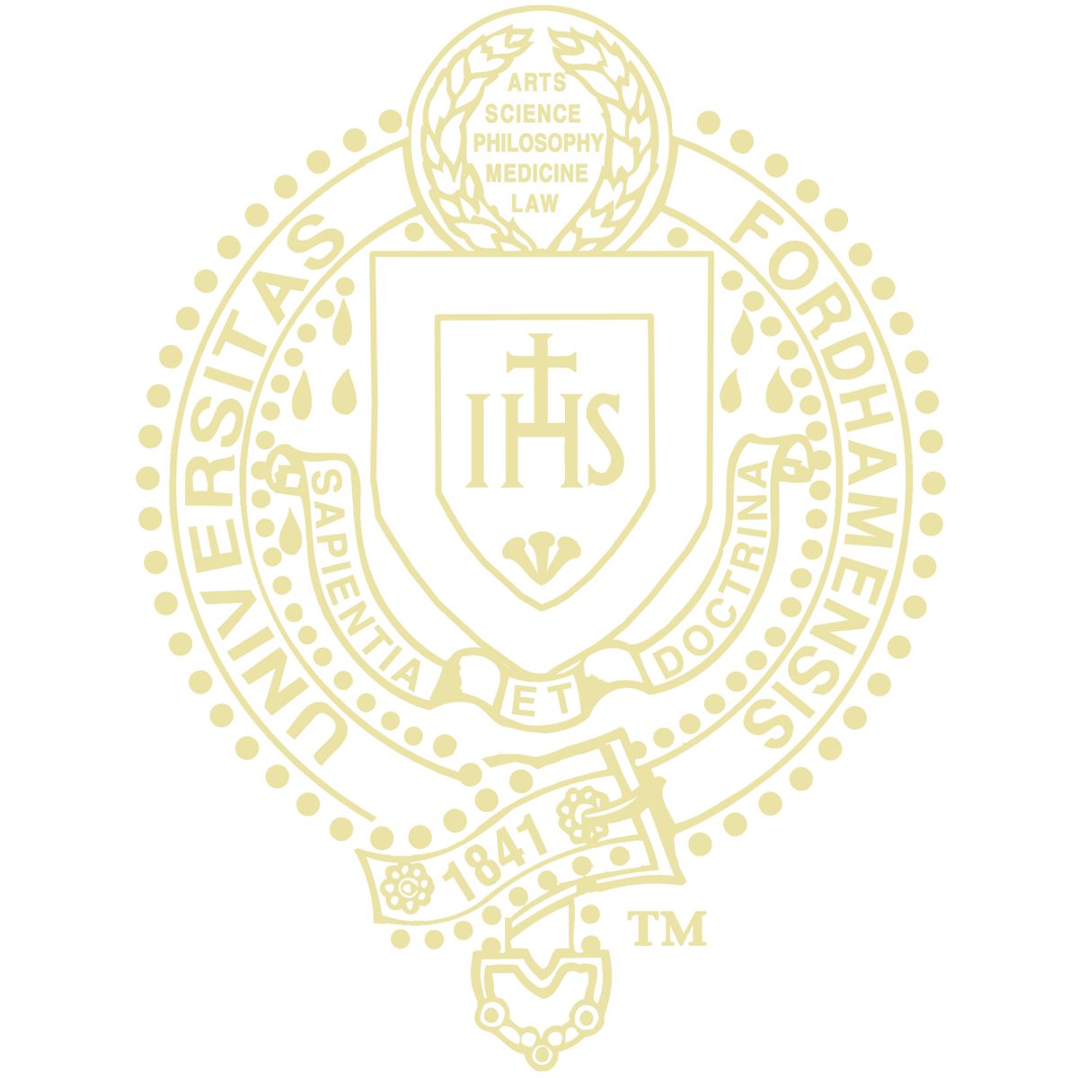 Fordham University gold embossed insignia