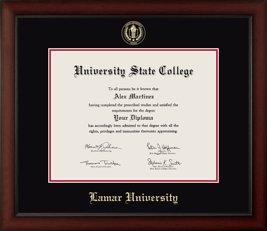 Lamar University Cherry Wood Diploma Frame