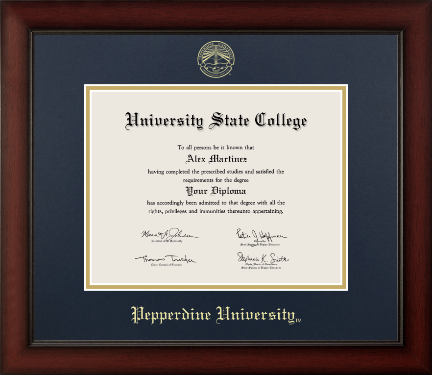 Pepperdine University Cherry Wood Diploma Frame for bachelor's, master's, and doctoral graduates
