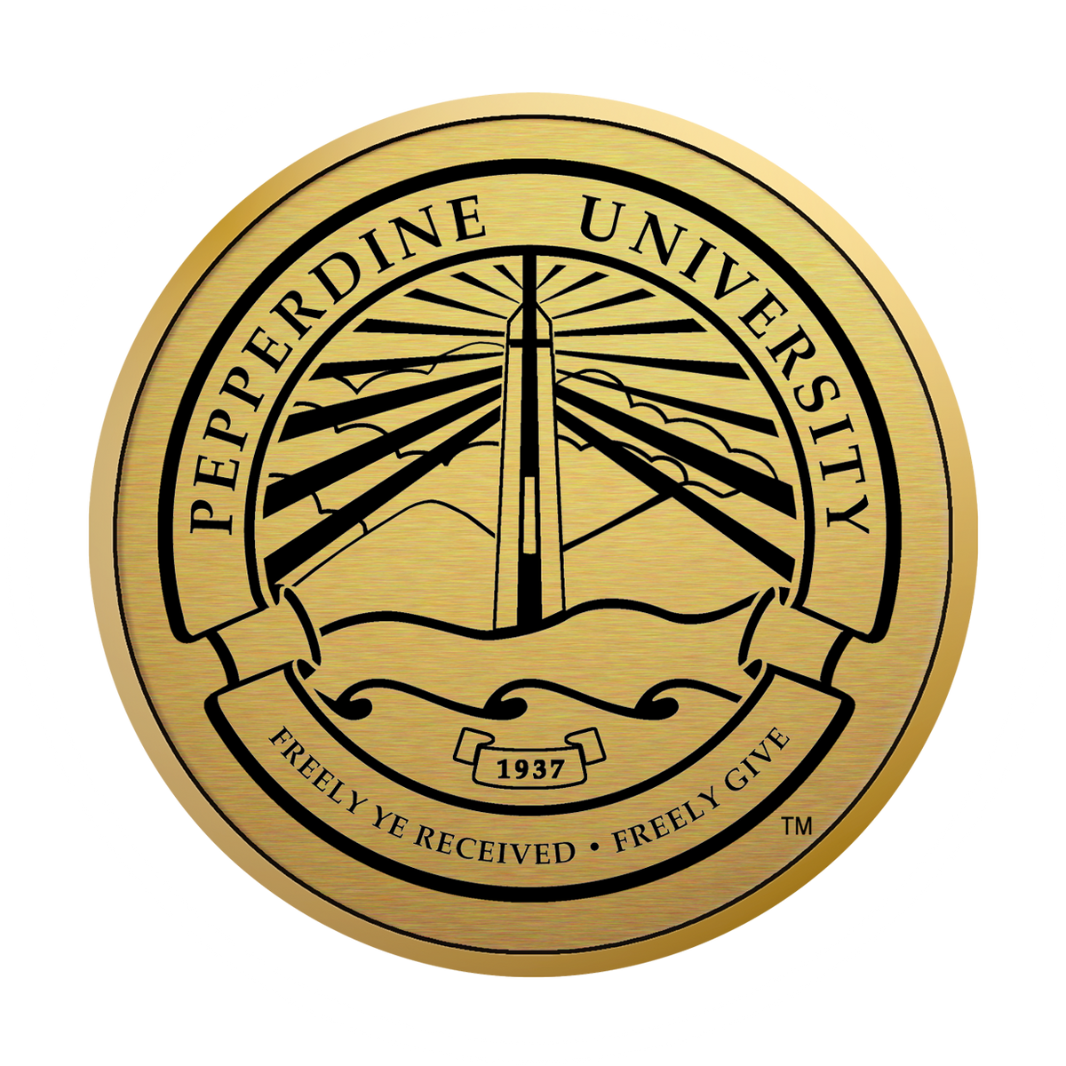 Pepperdine University engraved gold medallion