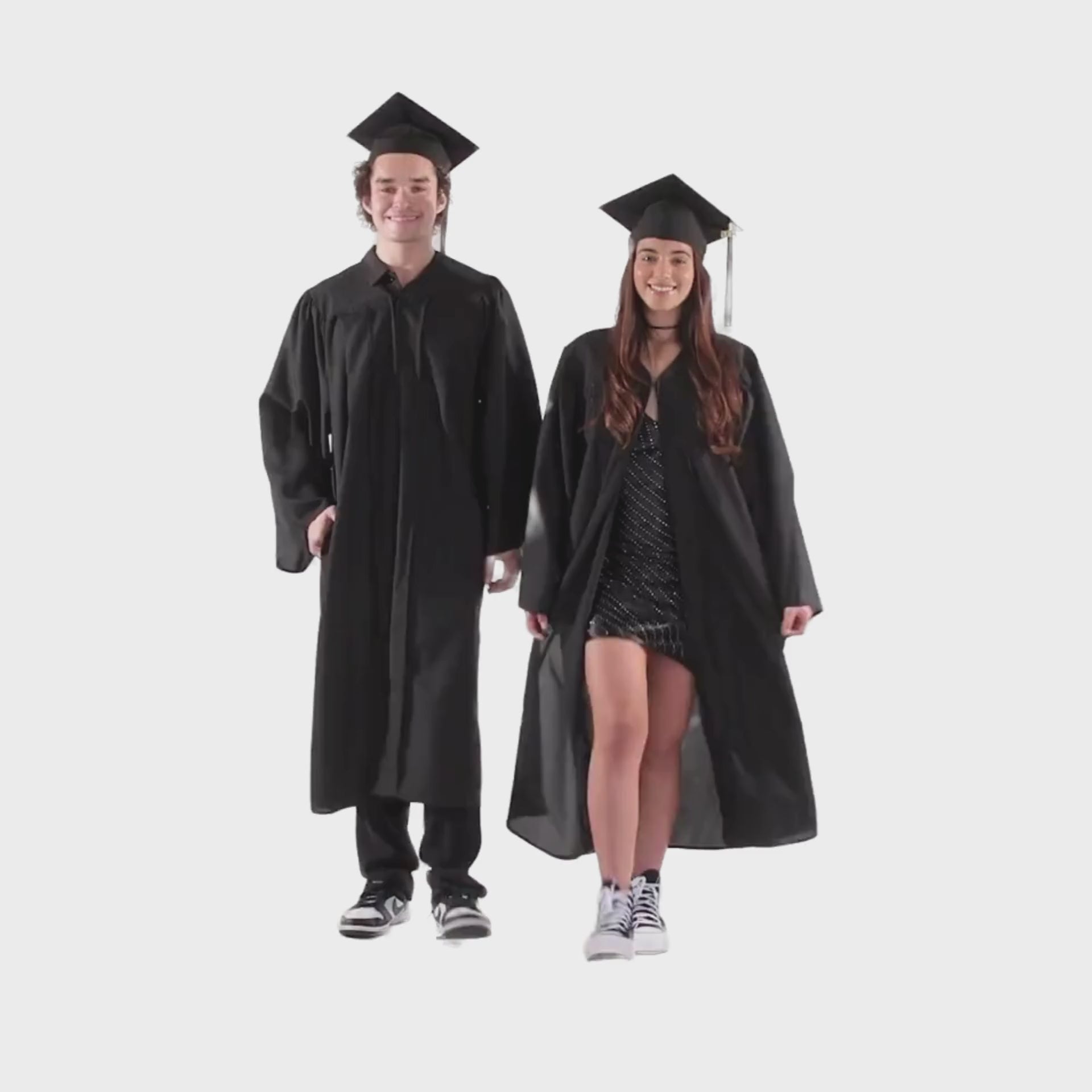 Bachelor’s Regalia Set – includes black bachelor’s gown with pockets and mortarboard cap with year-dated tassel with program color for official commencement.