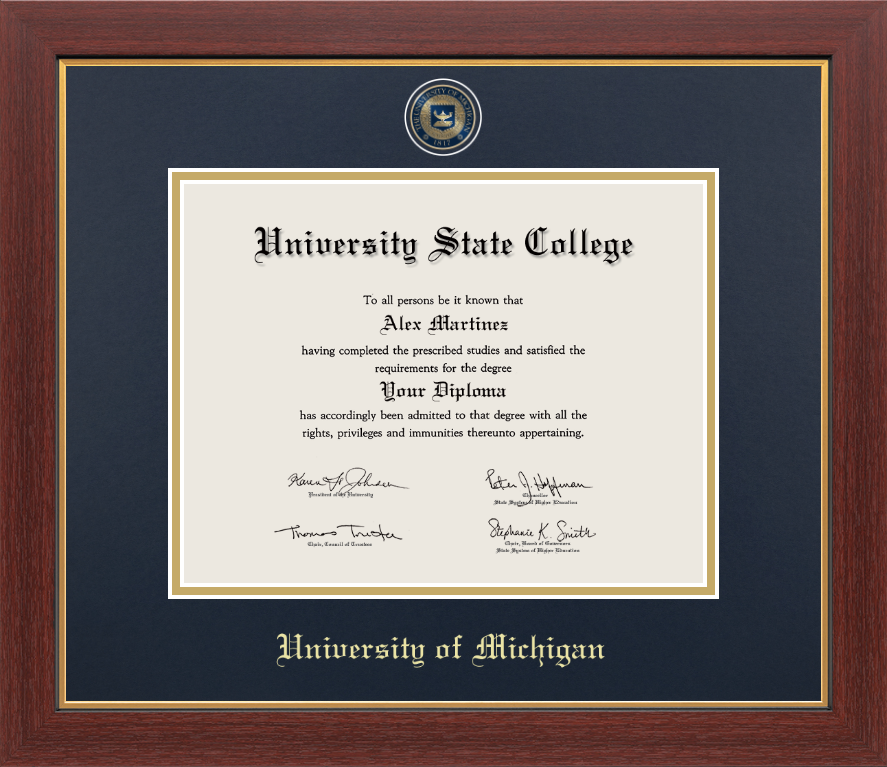 CAPGOWN | University of Michigan Medallion Diploma Frame for Bachelor's and Master's graduates. Designed and made in USA.