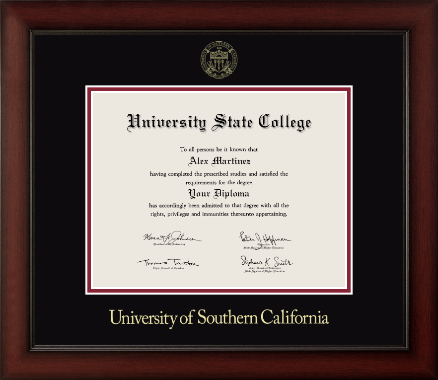 University of Southern California Cherry Wood Diploma Frame