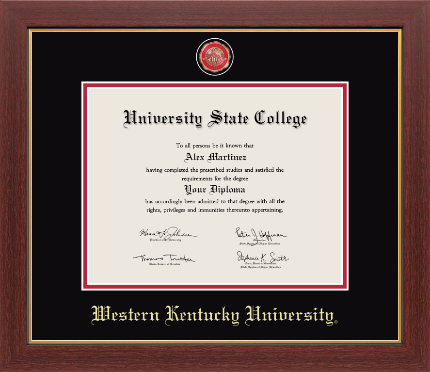 CAPGOWN | Western Kentucky University Medallion Diploma Frame for Bachelor's and Master's Graduates. Designed and made in USA.