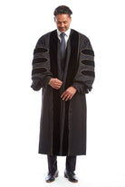 Premium Black Doctoral Gown with Gold Piping for Graduation