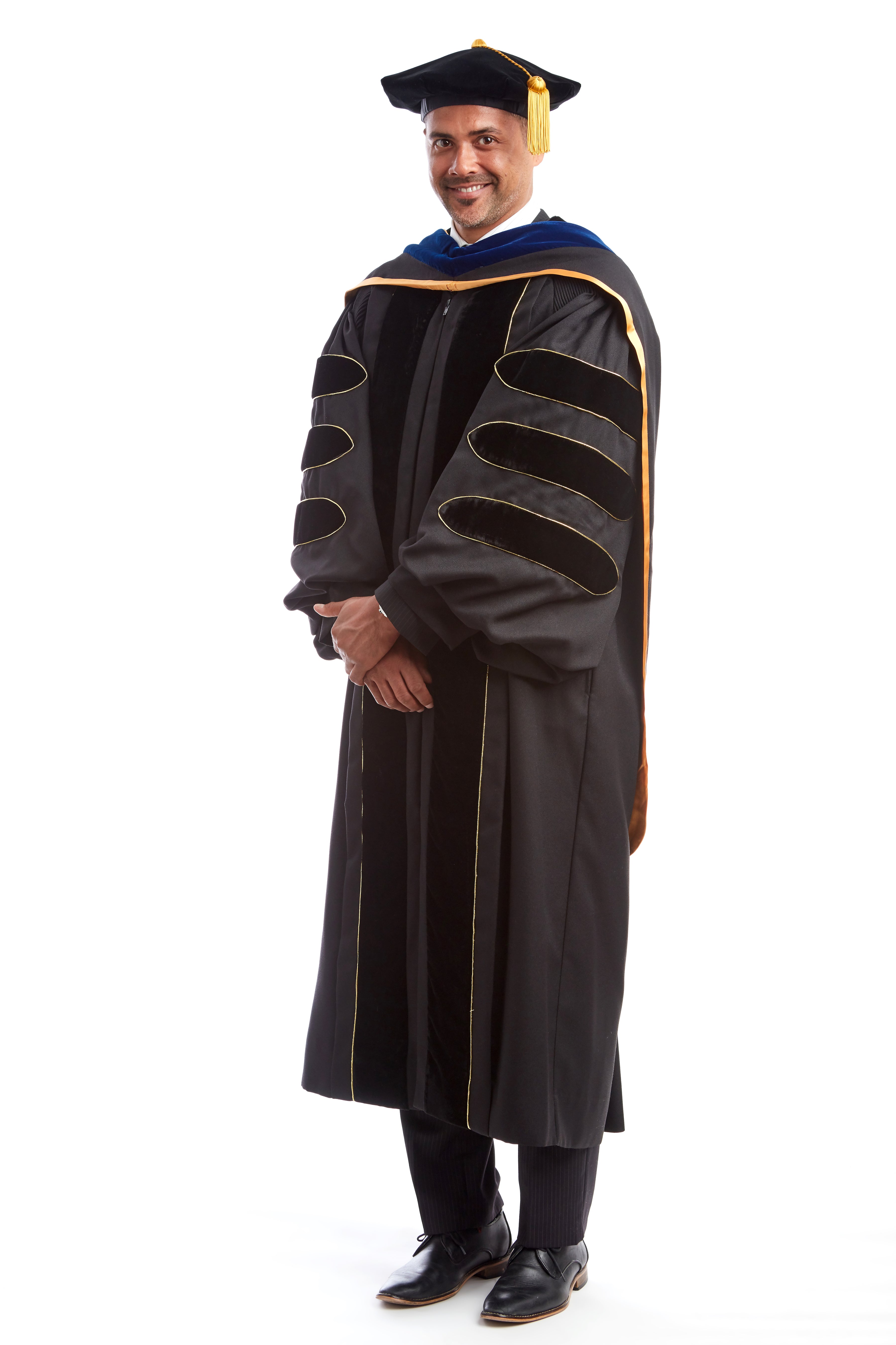 University of Missouri PhD Regalia Set. Doctoral Gown, PhD Hood, and Adjustable Cap / Tam