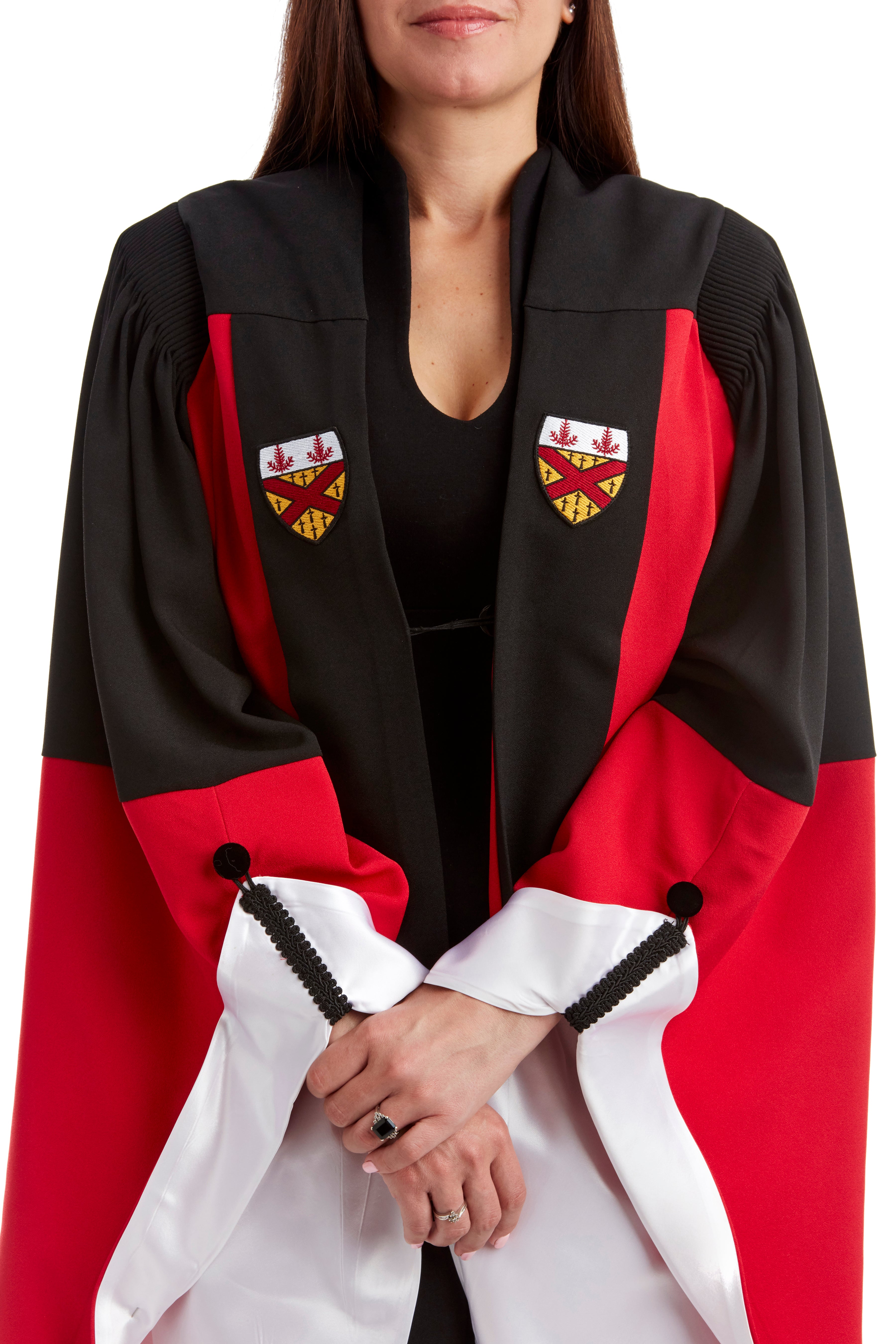 Stanford Complete Doctoral Regalia Set - Doctoral Gown, PhD Hood, and Eight-Sided Cap/Tam with Tassel - Arts/Humanities/Sociology/Mathematics (White)