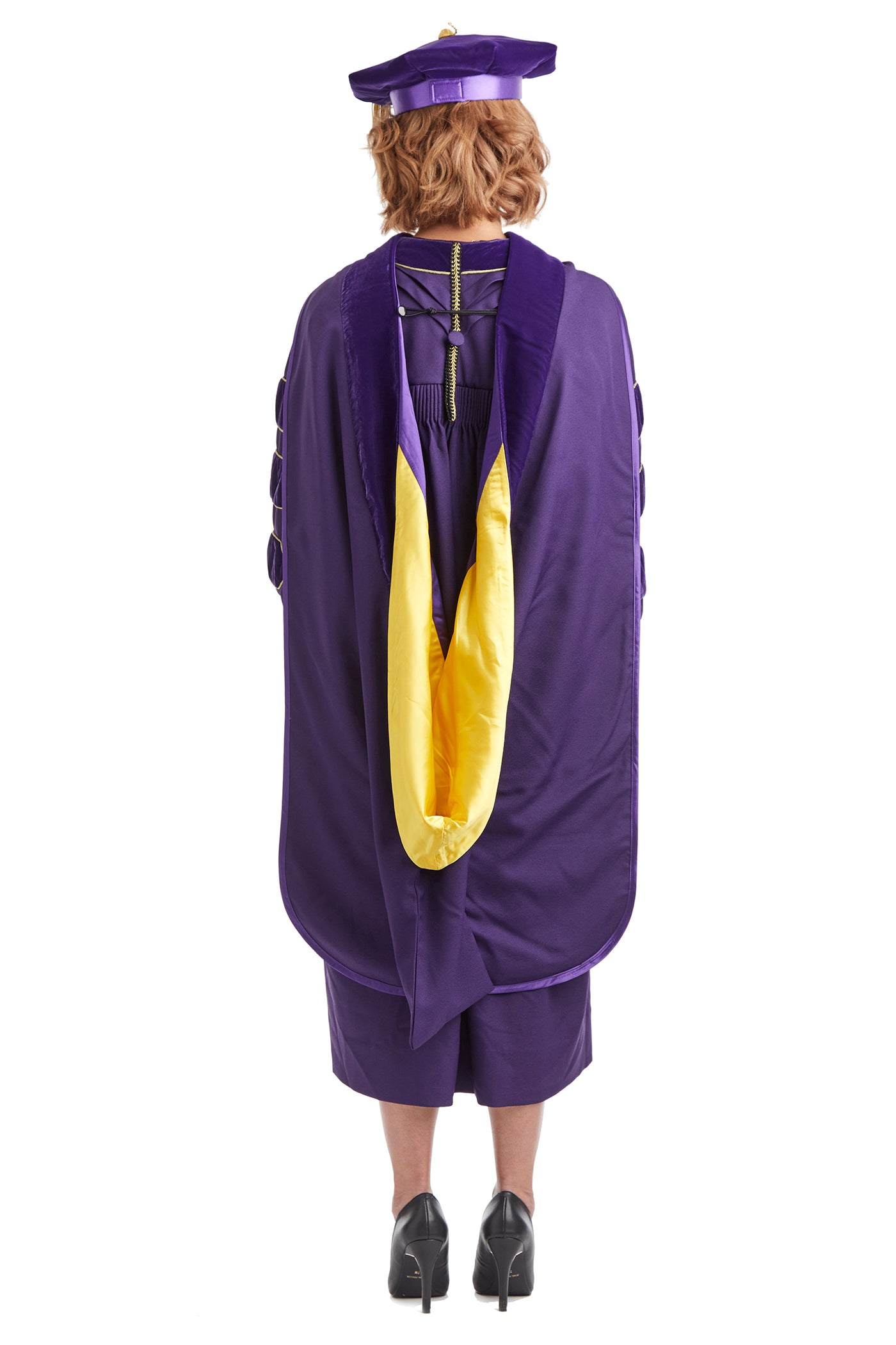 University of Washington PhD Regalia Rental Set. Doctoral Gown, Hood, and Eight Sided Doctoral Tam with Tassel